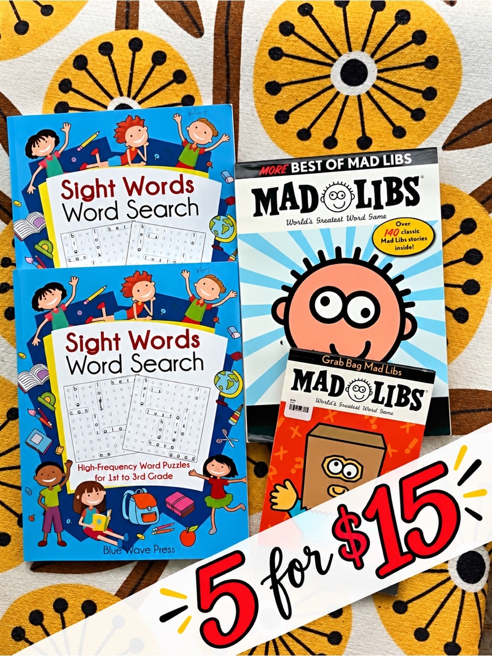 Mad Libs Best Of + Grab Bag & 2 Sight Words Word Search Books